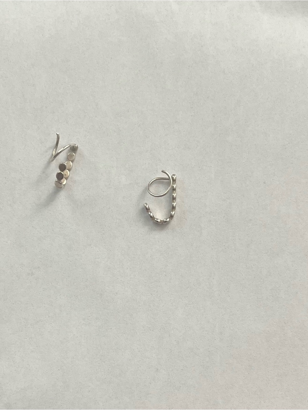Sterling Silver Bead Double Hoop Earrings - Women Jewelry - Picture 1 of 4
